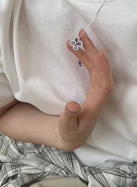S925银四叶草锆石锁骨链送女友