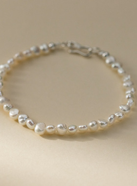 S925银轻奢法式高级感珍珠手链纯银巴洛克珍珠手串