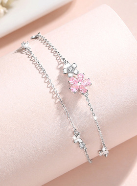 S925银樱花双层手链女小众百搭