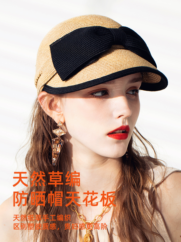 AIu日本2024年新款UV防晒帽遮阳帽防紫外线鸭舌帽帽子女夏季草帽-图0