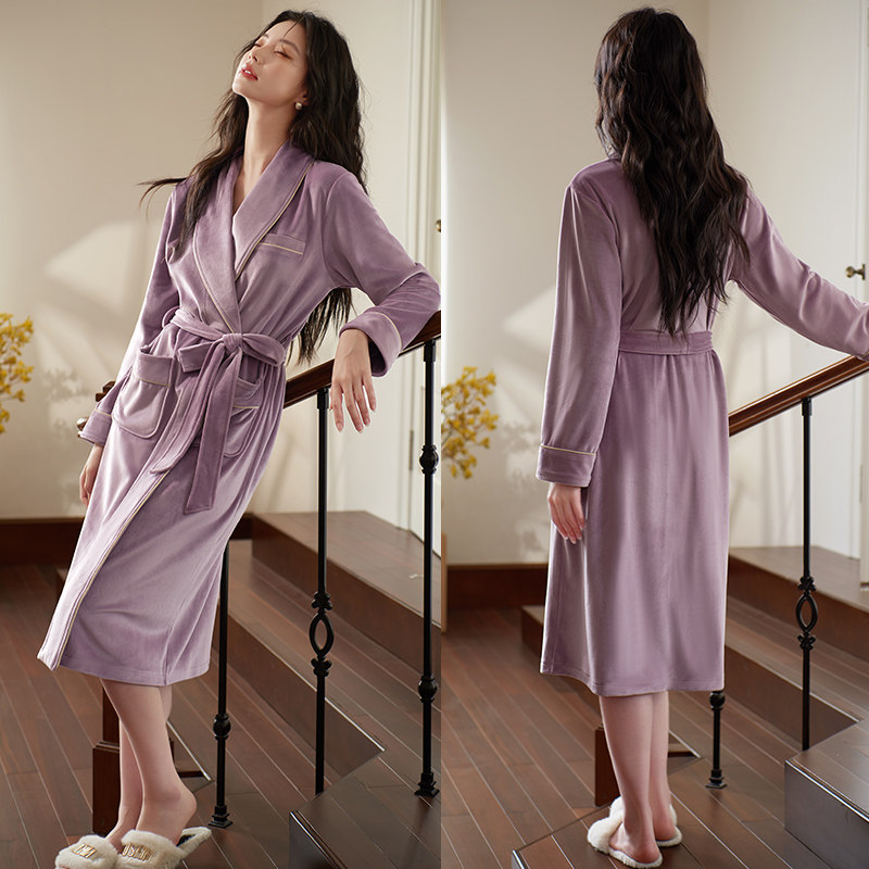 轩靓睡袍女士秋冬季加绒加厚保暖珊瑚绒睡衣海岛绒浴袍大码家居服,淘宝优惠券,粉丝福利购,淘宝优惠卷