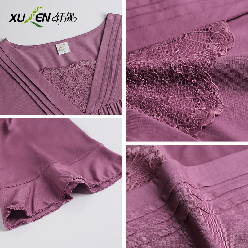 睡裙夏季短袖莫代尔宽松睡衣裙子 轩靓睡裙