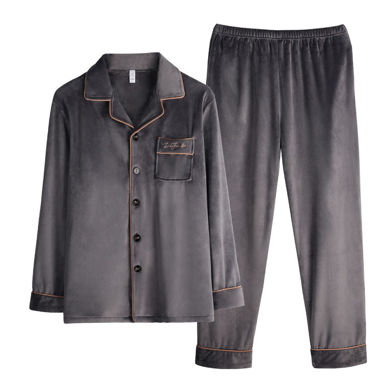 男秋冬款加绒长袖珊瑚绒春秋季睡衣 轩靓睡衣/家居服套装