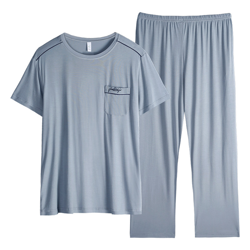 莫代尔男士夏季短袖长裤冰丝睡衣 轩靓睡衣/家居服套装