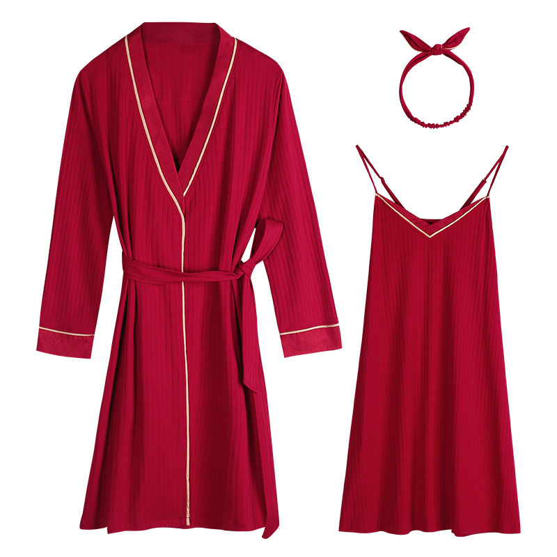 结婚新人情侣女红色新娘性感睡裙 轩靓睡衣/家居服套装