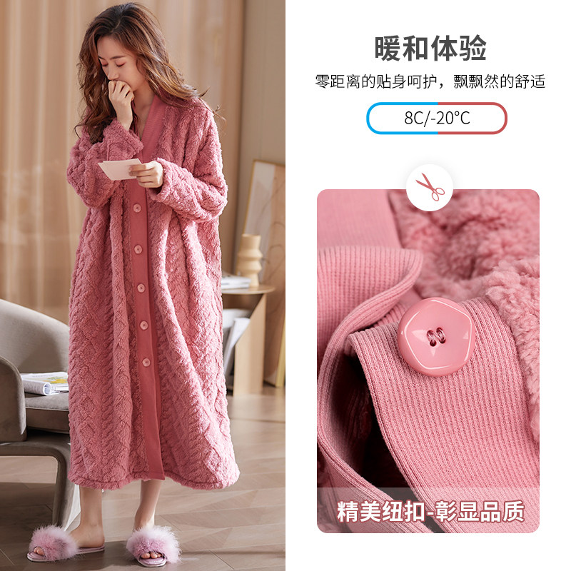 睡袍冬季长款加绒珊瑚绒性感长裙 轩靓睡袍/浴袍