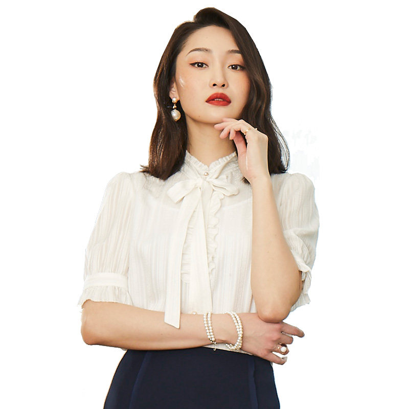 梦燕2020夏季新款真丝衬衫 梦燕蕾丝衫/雪纺衫