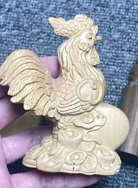 一物一拍处理黄杨木生肖鸡木雕摆件家居办公室印章木质工艺品