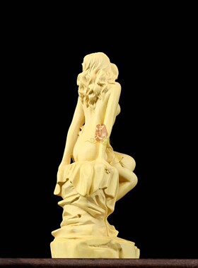 崖柏黄杨木雕女神性感女摆件