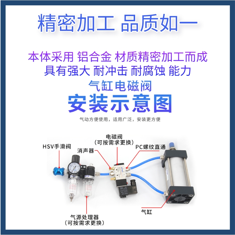 亚德客气阀电磁阀调压阀排气阀换向阀气动阀3v4v/210/310/410/24v