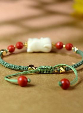 天然猛犸象牙手链朱砂手串