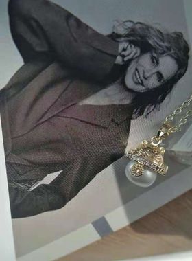 天然淡水珍珠14K金招财猫吊坠