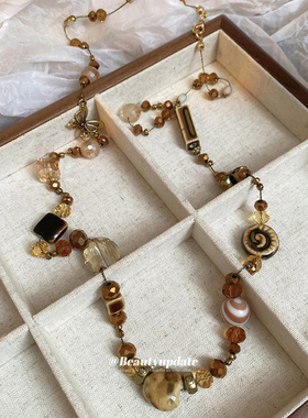 蝴蝶花朵陶瓷爱心人造水晶款项链