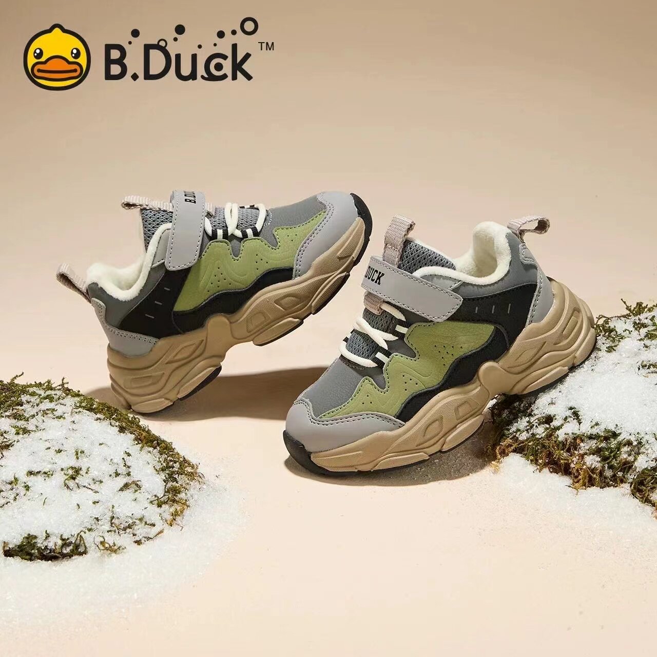 小黄鸭冬季棉鞋魔术贴男女宝宝防滑耐磨加厚加绒运动鞋24-30码 - 图3