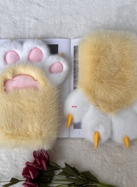 二次元cosplay可爱猫爪毛绒手套