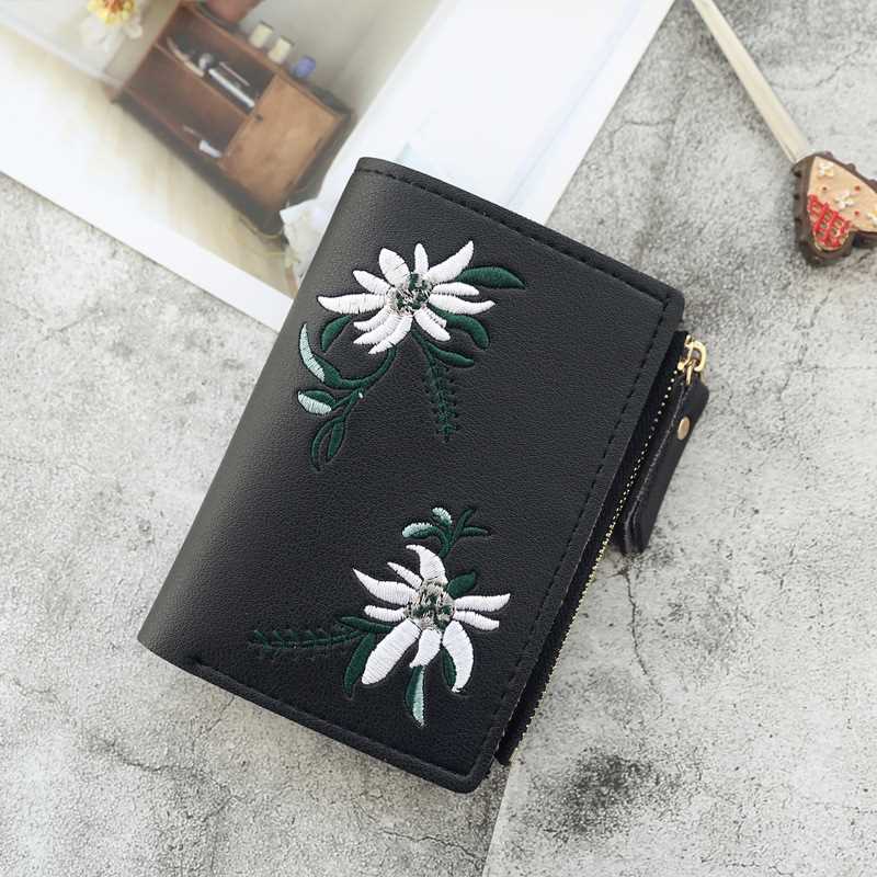 New Women's Wallets Print Flower Short Wallet For Woman Zipp - 图2