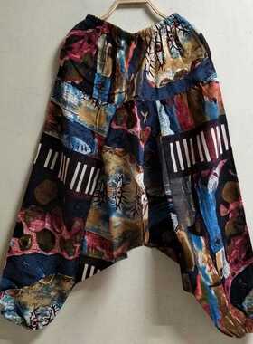 Baggy Cotton Linen Men's Women's Harem Pants Hip hop Wide Le
