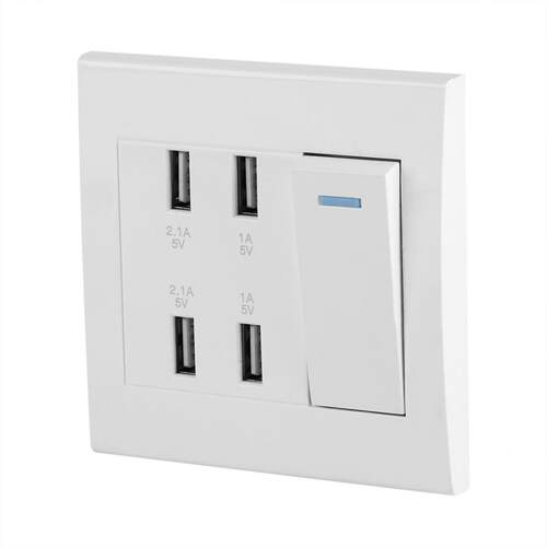 10A 4 Ports USB Wall Socket Charger Power Adapter Plug On-of - 图1
