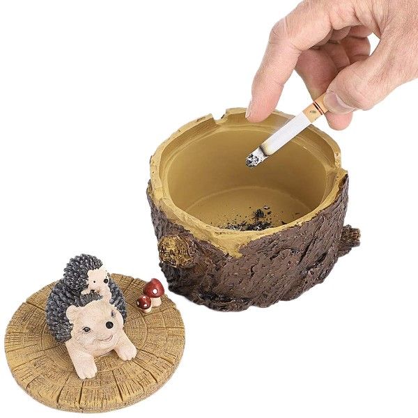 Farmhouse Cute Anmal Resn Ashtray wth Ld Resn - 图0