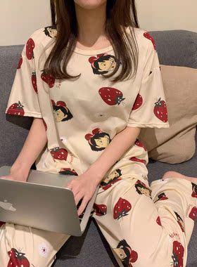 Cute Sleepwear Women's Pajama Sets Women Cartoon Print Short