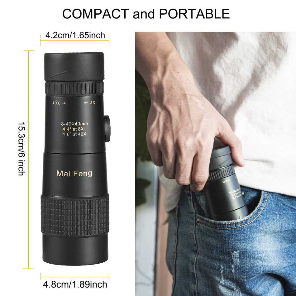 Maifeng 8-40x40 Monocular Telescope Compact Retractable Zoom - 图1