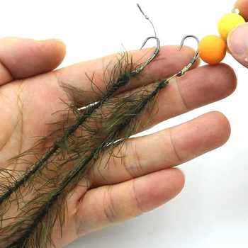 5m Realistic Weed Carp Fishing Line Method Feeder Hair Rigs