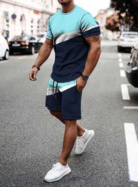 New Summer Fashion Men's 2 Piece Set Tracksuits Casual Short