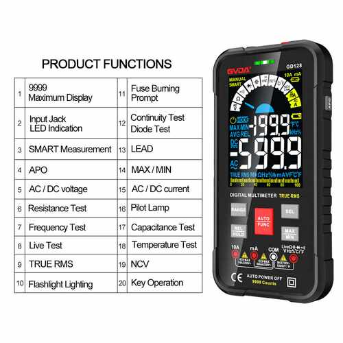 New 9999 Counts Digital Multimeter Smart Auto Range 1000V 10 - 图0