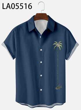 2022 Summer Short Sleeve Hawaiian Open Button Shirt Men's 3D