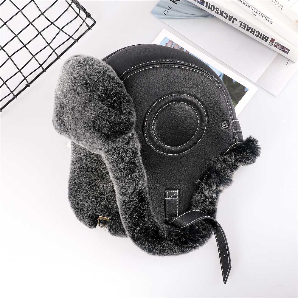 2021 Winter Men	s 100% Real Rex Raabit Fur Bomber Hat-图1