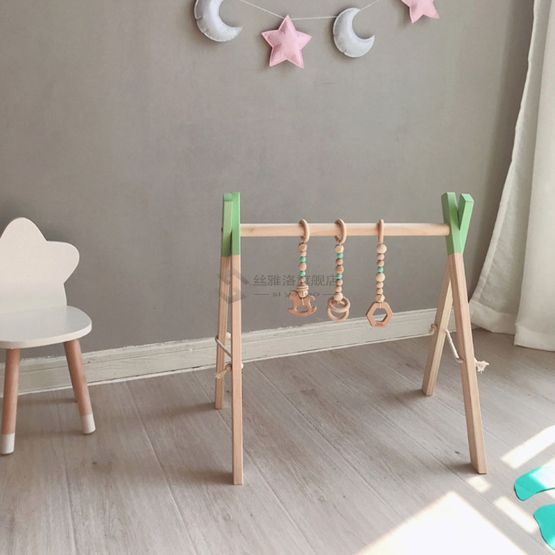 Nordic Baby Gym Play Nursery Sensory Ring-pull Toy Wooden Fr-图2