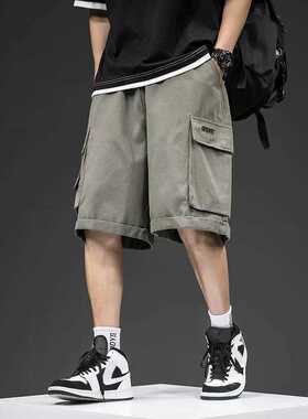 Loose Men's Shorts Summer Casual Sweatpants Multi-pocket Sol