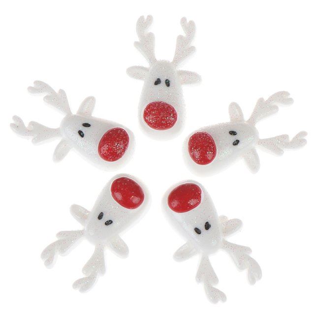 5pcs 18x30mm Christmas White Reindeer Resin Flatback Cab - 图1