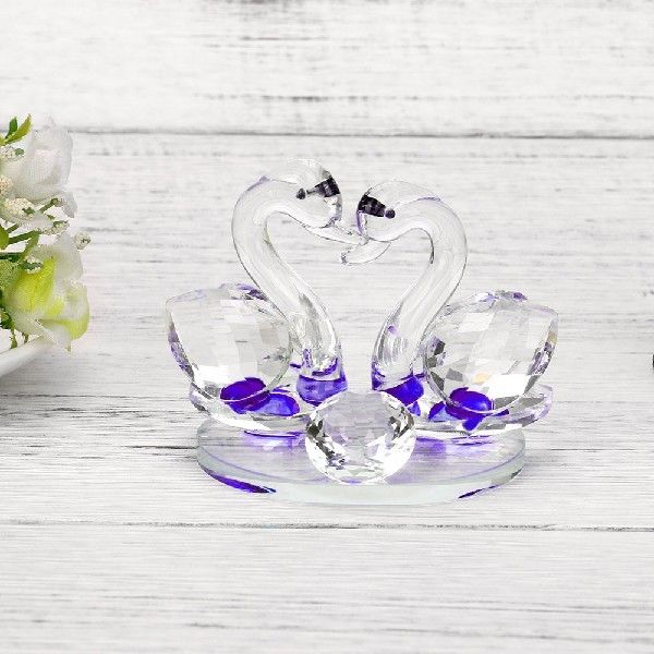 Crystal Swan Wedding Decor Ornament Paperweight Figurine-图2