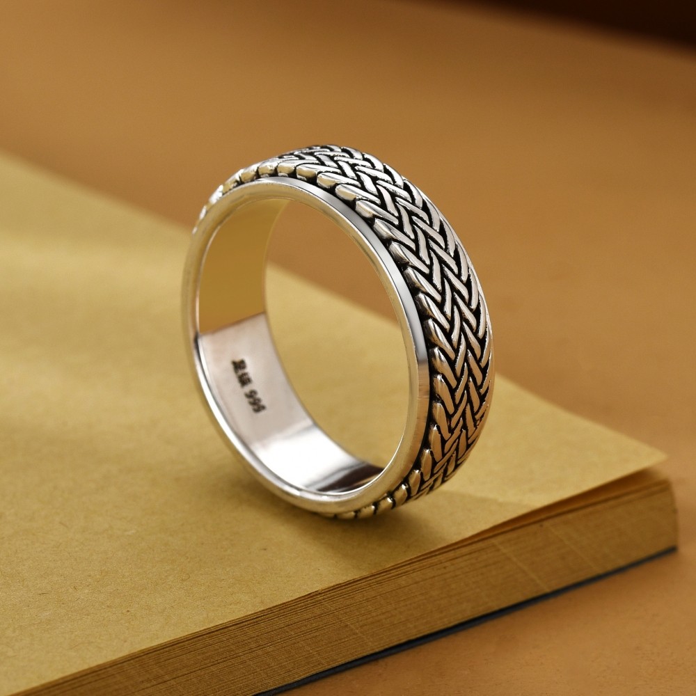 999纯银小麦穗可转动戒指精工独特个性创意旋转解压复古闭口指环,淘宝优惠券,粉丝福利购,淘宝优惠卷