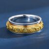 999 sterling silver six-character mantra rotatable gold ring