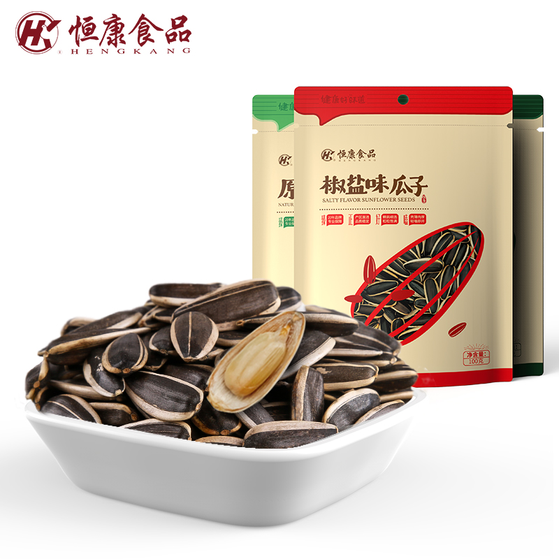 恒康食品  椒盐瓜子100g*10 原味大颗粒炒熟葵花籽香瓜子炒货坚果 - 图0