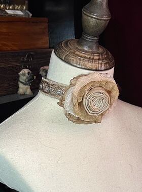 金线绣花choker锁骨链玫瑰百搭