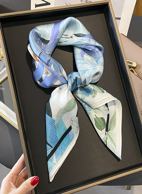 绿色牡丹丝巾100%桑蚕丝真丝方巾