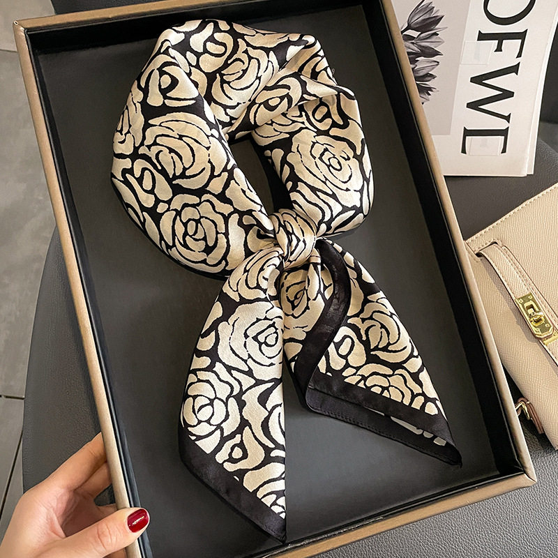 小香风山茶花100%桑蚕丝70杭州丝巾 笛菲围巾/丝巾/披肩