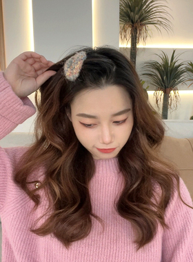 韩系秋冬女毛绒刘海彩色发夹发卡