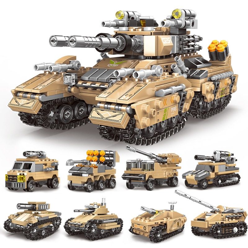 积木2024新款拼装玩具益智坦克装甲车拼图6到12岁男孩子儿童礼物