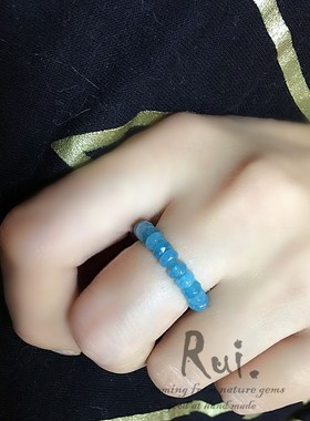 瑞铺特价碧玺色纤细款天然海蓝宝