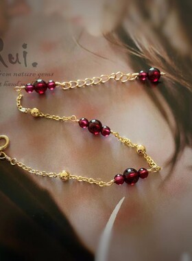 石榴石手链石榴石简约金手串女