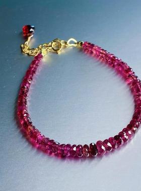 纤细红碧玺手链碧玺原创