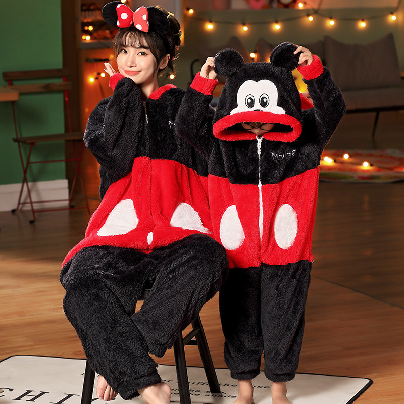 秋冬季母女装可爱动漫法兰绒睡衣 甜雪妮睡衣/家居服套装