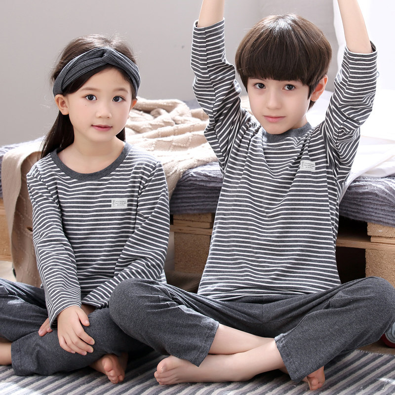 亲子母子装纯棉衣服长袖条纹睡衣 甜雪妮睡衣/家居服套装