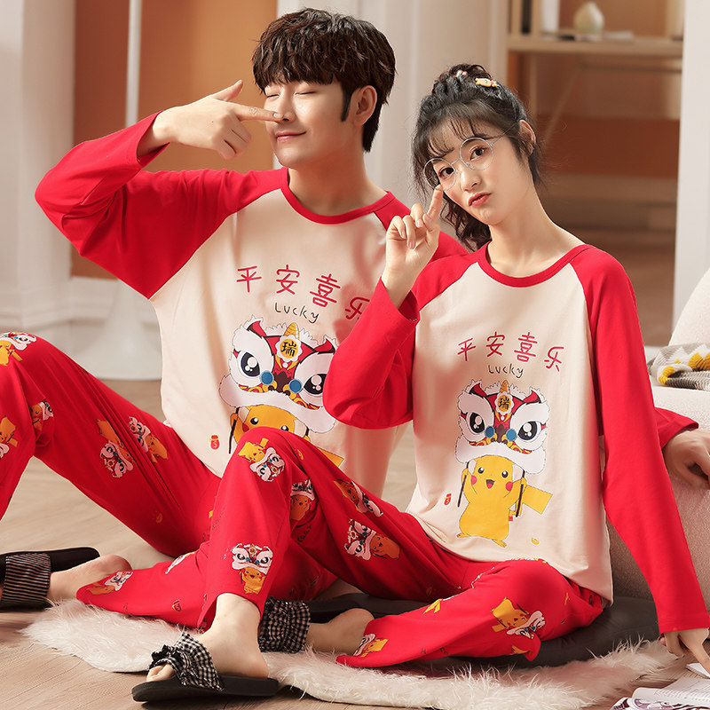 亲子装一家四口三口纯棉新年睡衣 甜雪妮睡衣/家居服套装