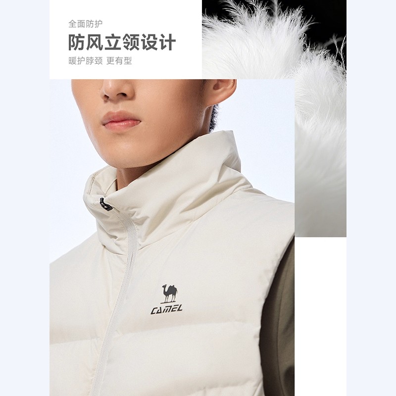骆驼运动三防羽绒马甲男秋冬季新款保暖防泼水羽绒服休闲背心外套 - 图3