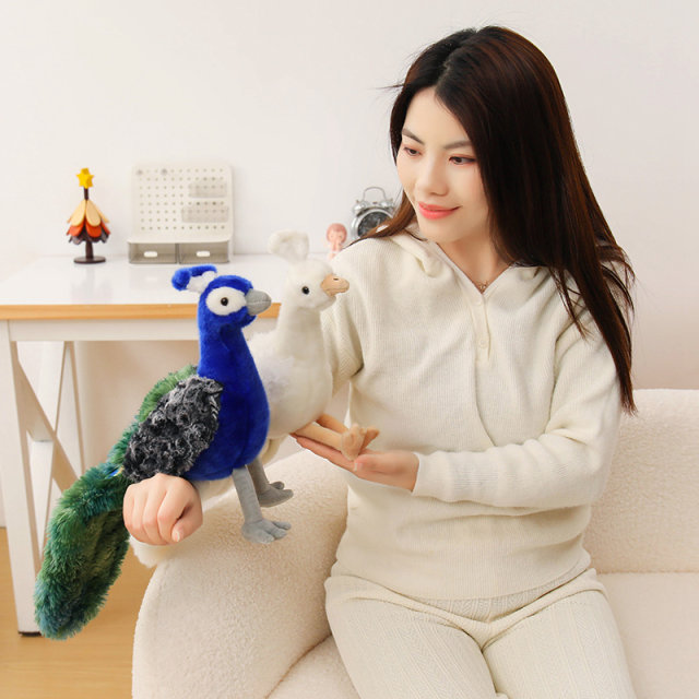 Simulation Zoo Green Peacock Doll Plush Toy Opening Peacock Rag Doll Children's Birthday Gift for Women